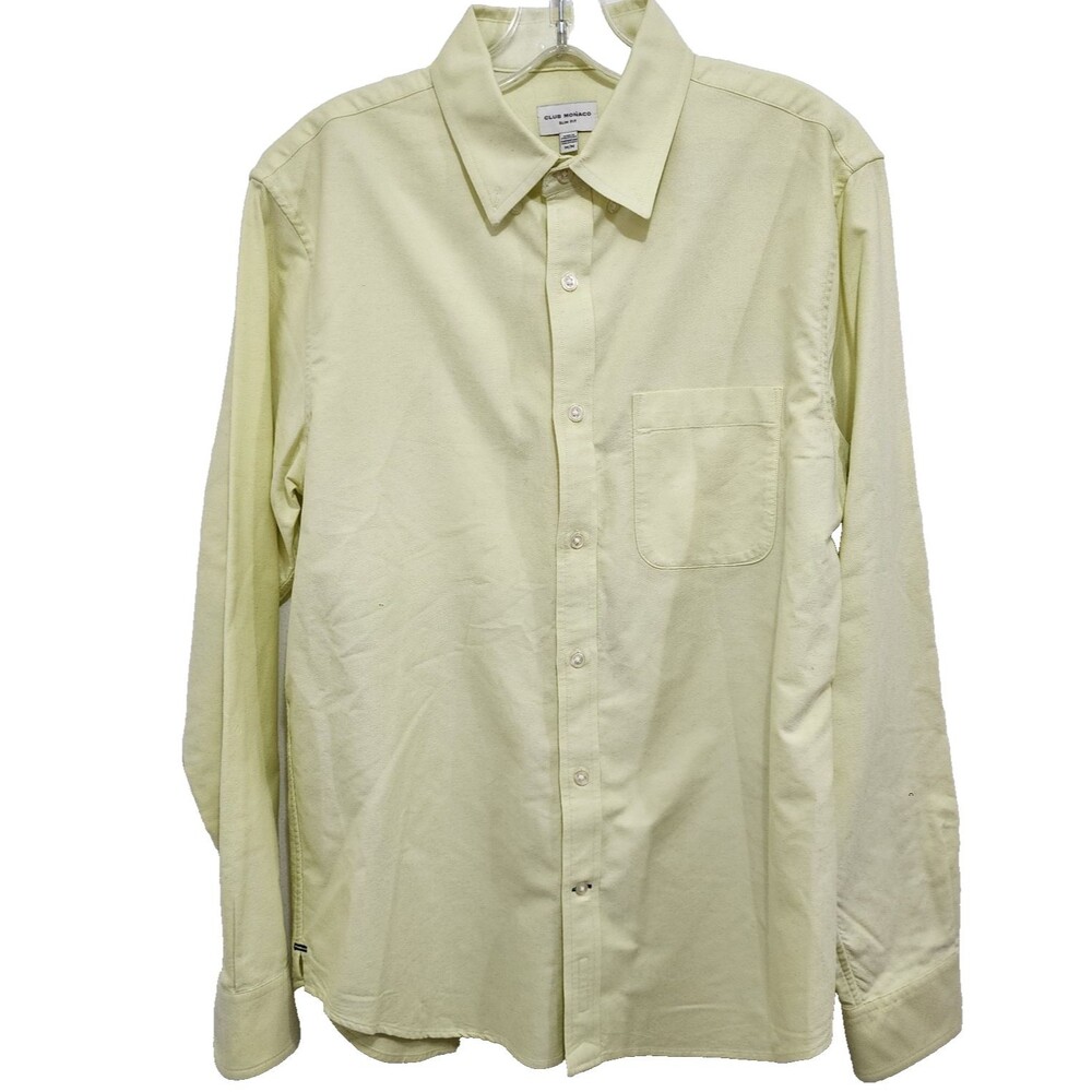Club Monaco Slim Summer Oxford Shirt L/S  Lemon Yellow Button-Front Men's Size M